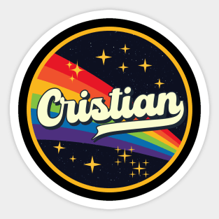 Cristian // Rainbow In Space Vintage Style Sticker